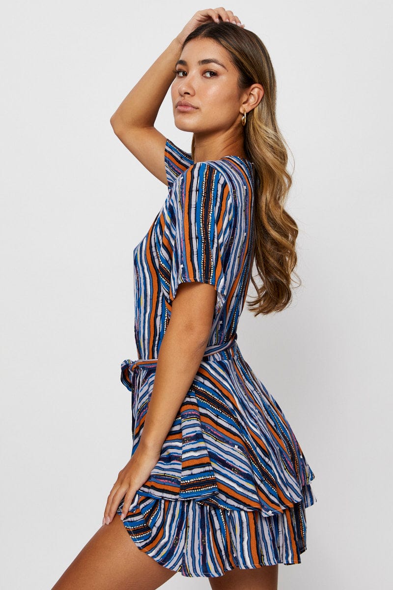PLAYSUIT Stripe Playsuit Short Sleeve for Women by Ally