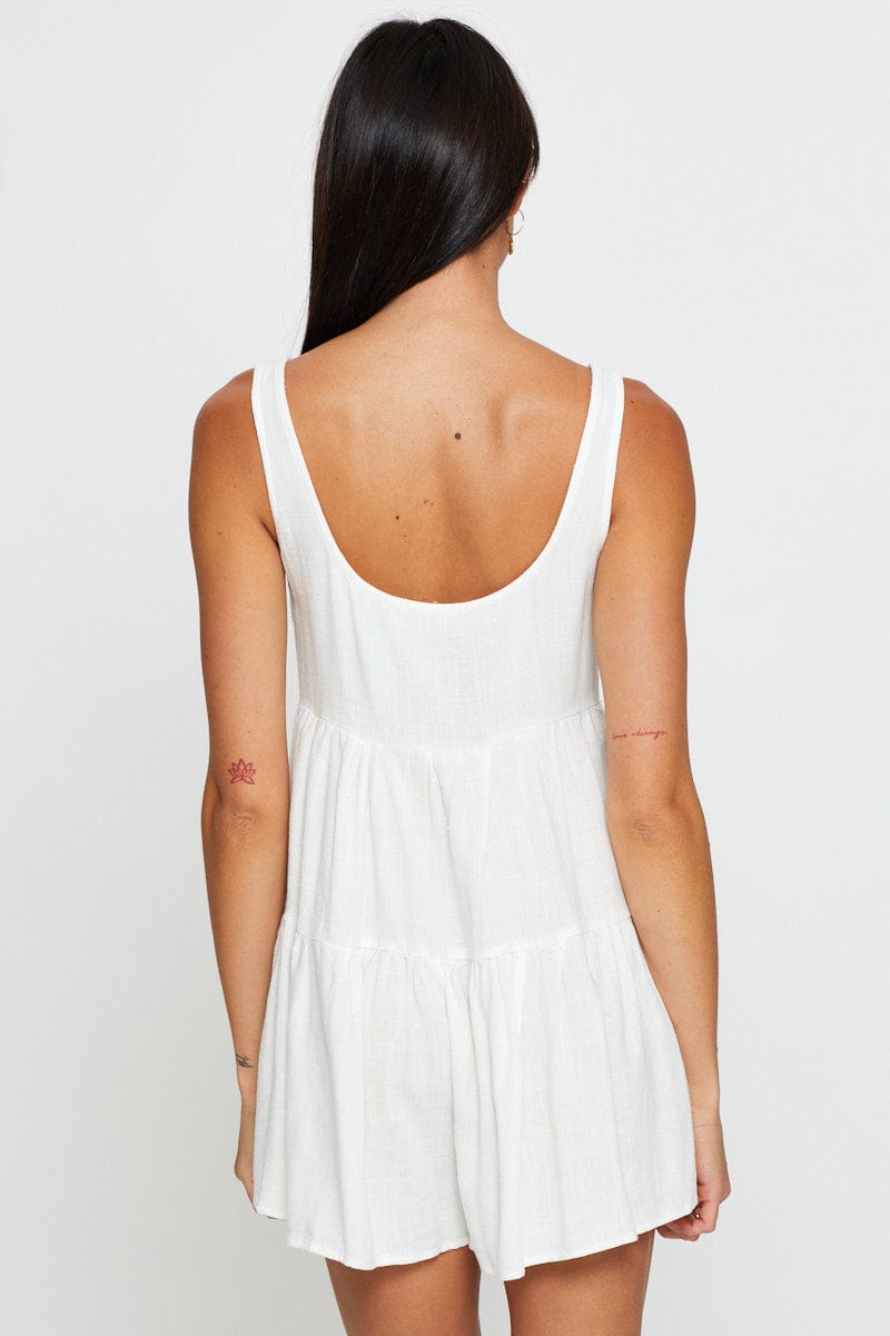 PLAYSUIT White Playsuit Short Sleeve for Women by Ally