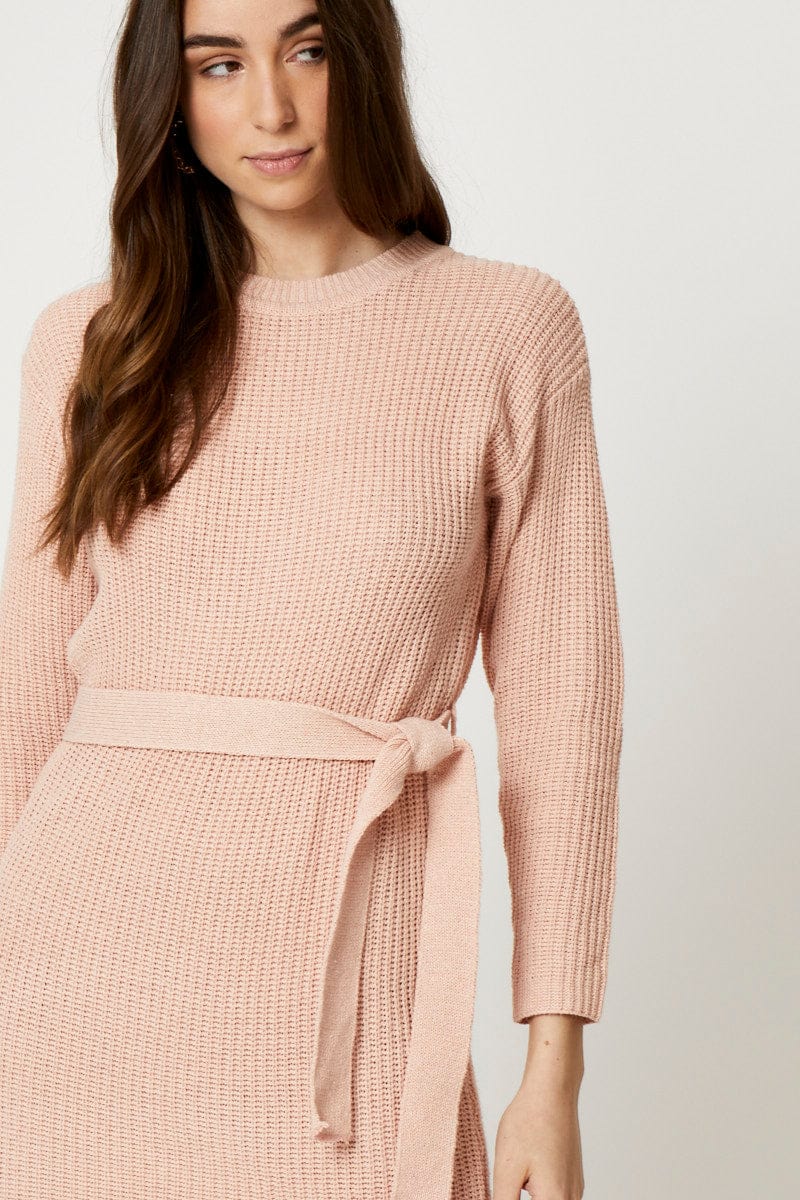 PMO FB BODYCON DRESS Pink Knit Dress Mini for Women by Ally