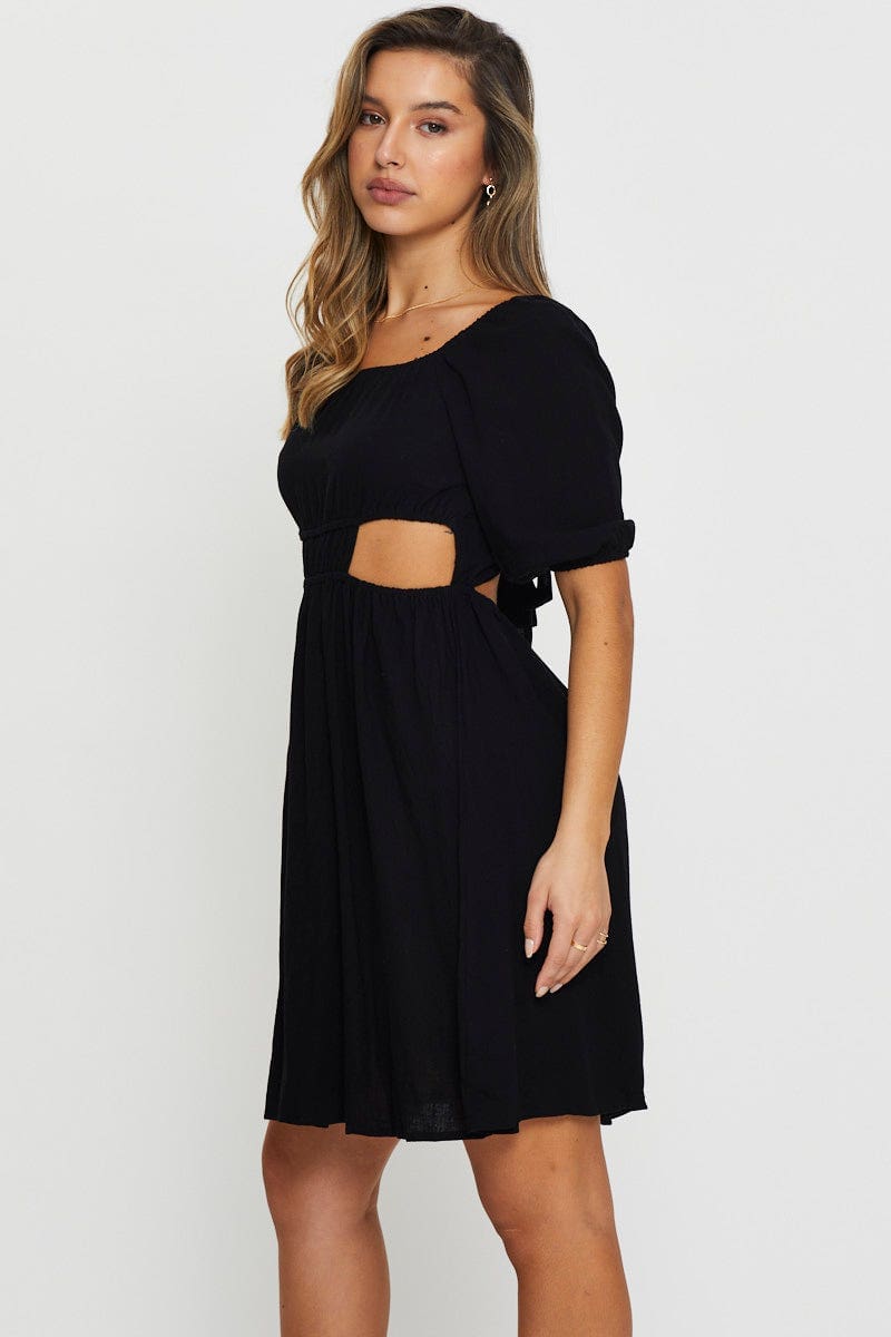 PMO FB SKTER DRESS Black Mini Dress Short Sleeve for Women by Ally