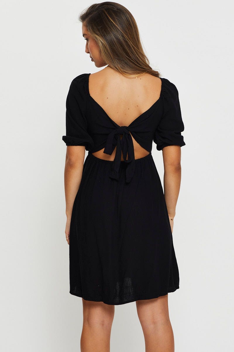 PMO FB SKTER DRESS Black Mini Dress Short Sleeve for Women by Ally
