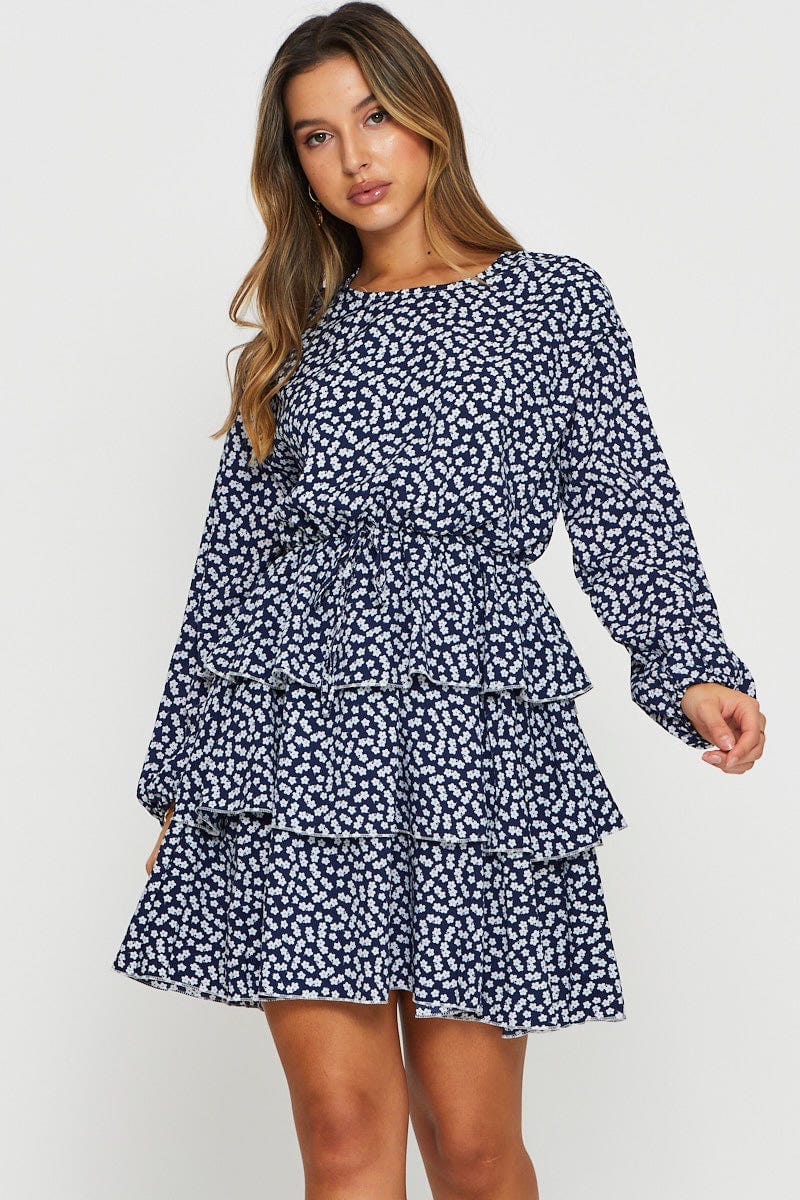 PMO FB SKTER DRESS Print Mini Dress Long Sleeve for Women by Ally