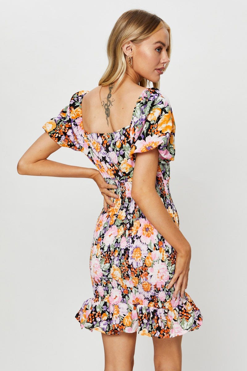 PMO FB SKTER DRESS Print Mini Dress Ruffle for Women by Ally