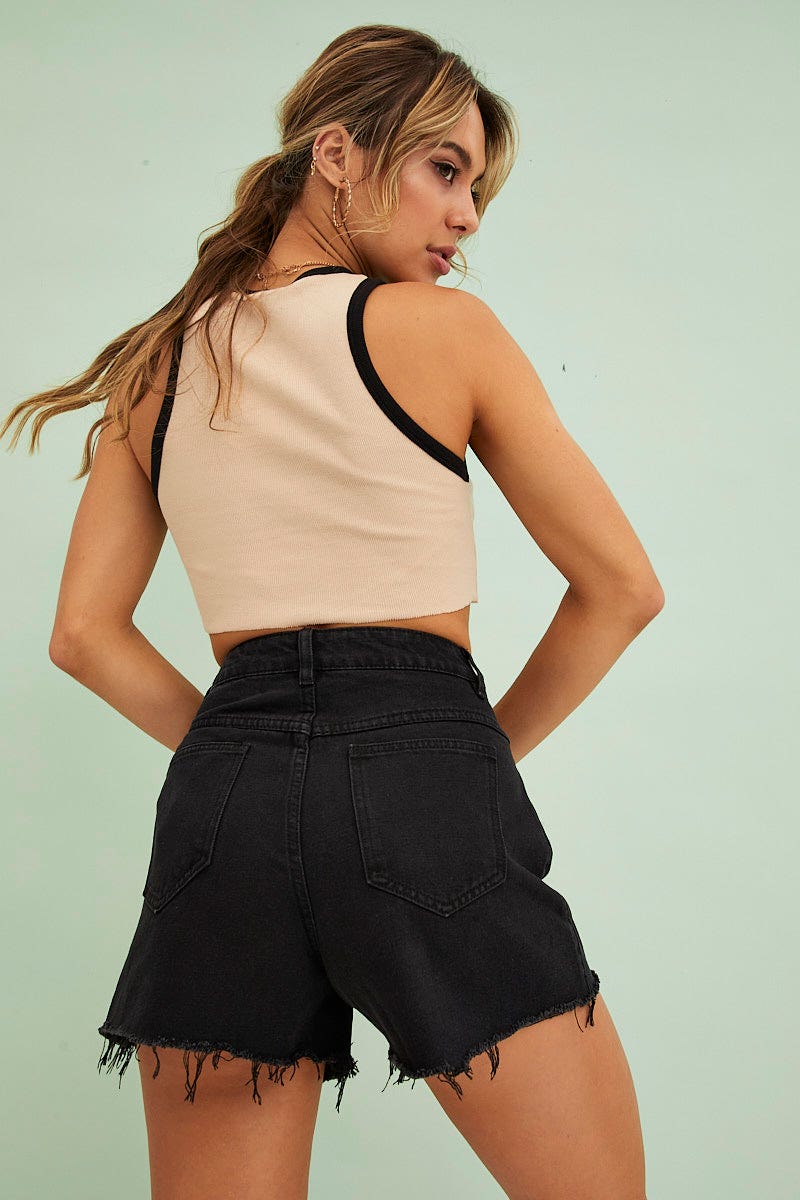 Style High Rise Shorts Womens Women's Black Denim Shorts High Rise