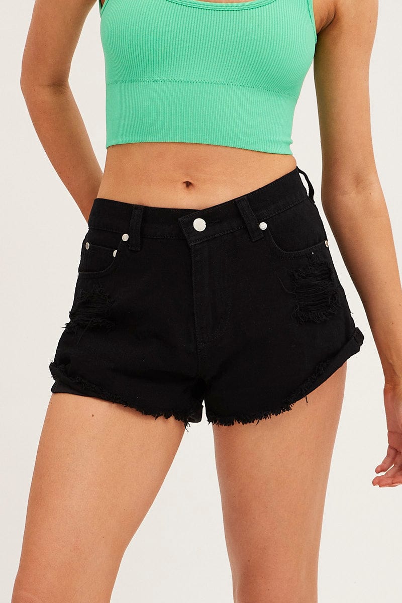 RELAXED SHORT Black Denim Shorts Low Rise Relaxed for Women by Ally