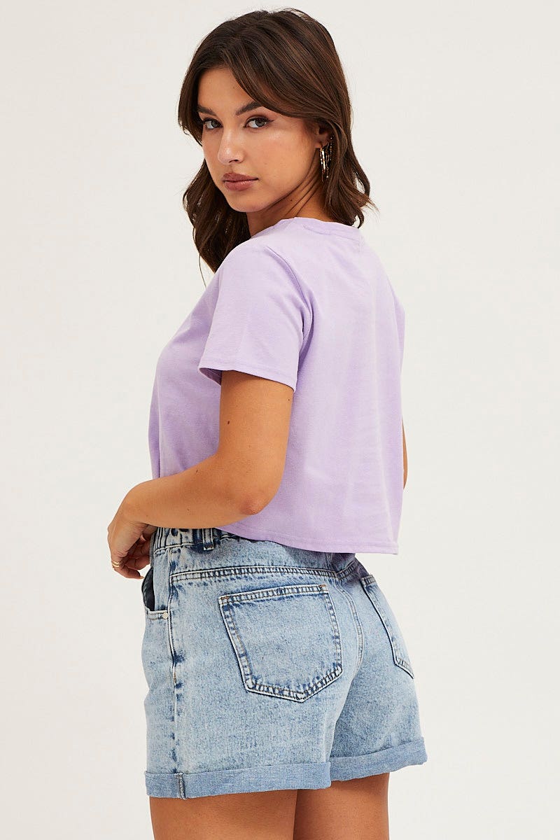 RELAXED SHORT Blue High Rise Relaxed Denim Shorts for Women by Ally