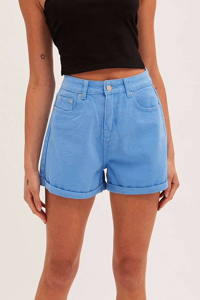 RELAXED SHORT Blue Relaxed Short High Rise for Women by Ally