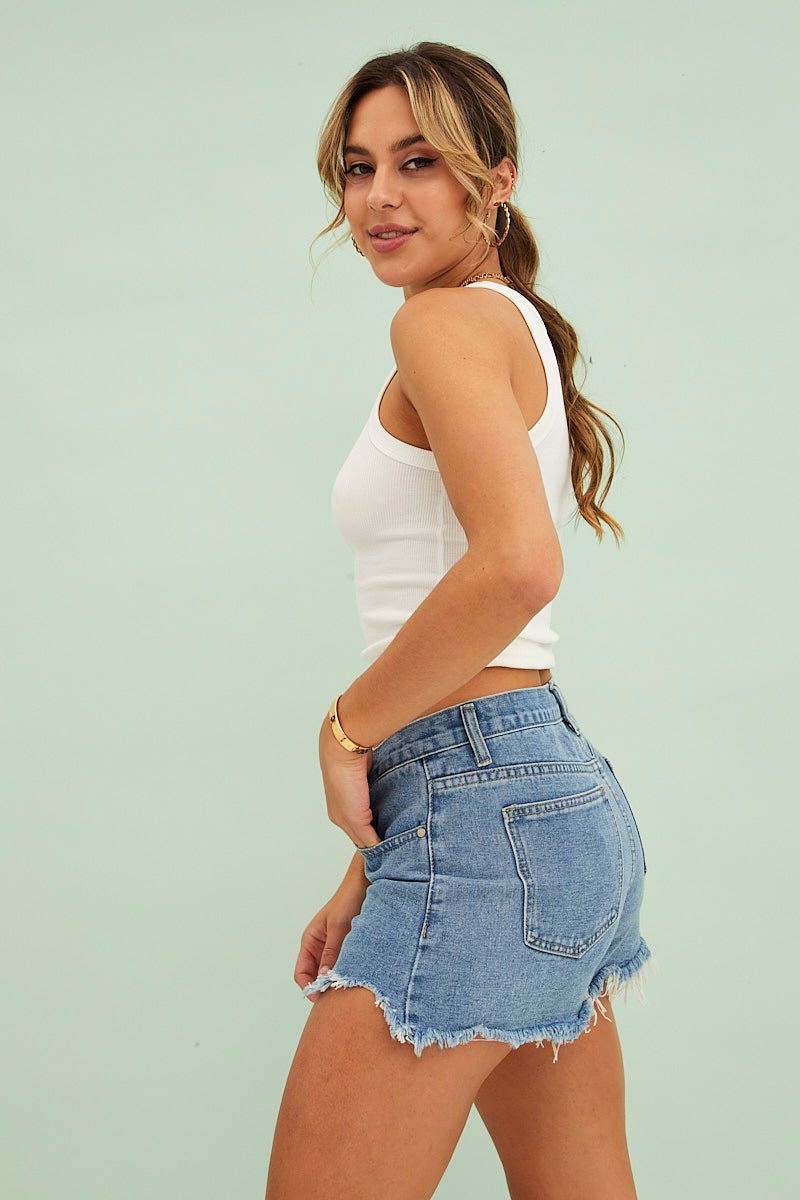 RELAXED SHORT Blue Shorts High Rise Relaxed for Women by Ally