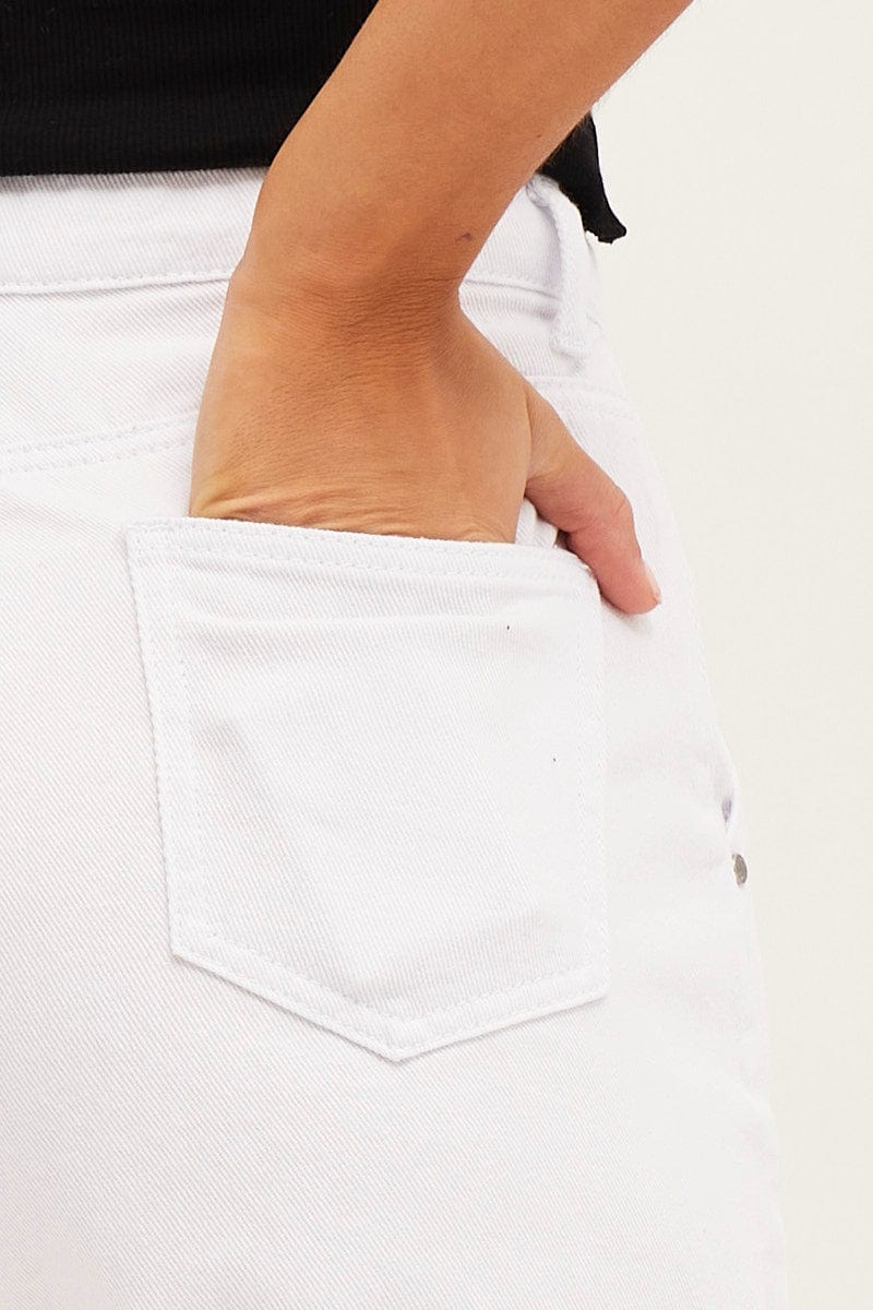 RELAXED SHORT White High Rise Pleats Denim Shorts for Women by Ally