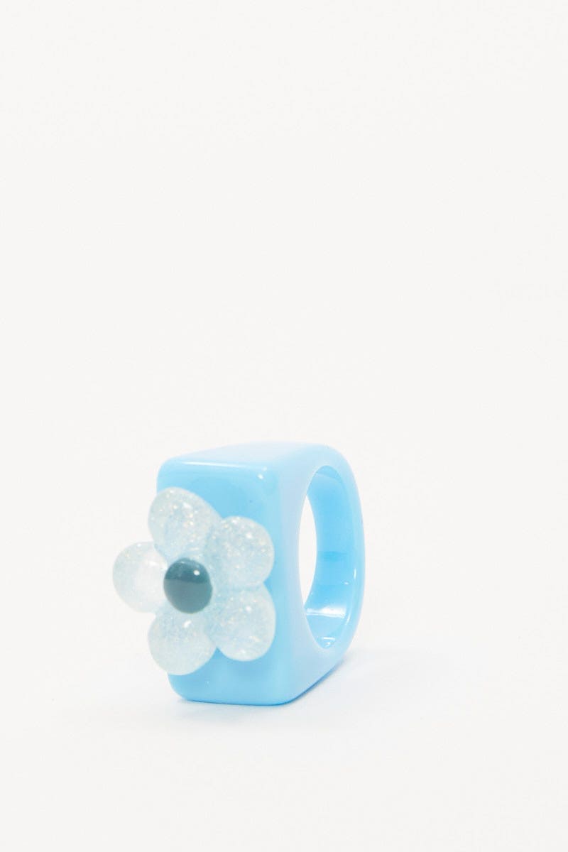 Women’s Blue Chunky Flower Ring | Ally Fashion