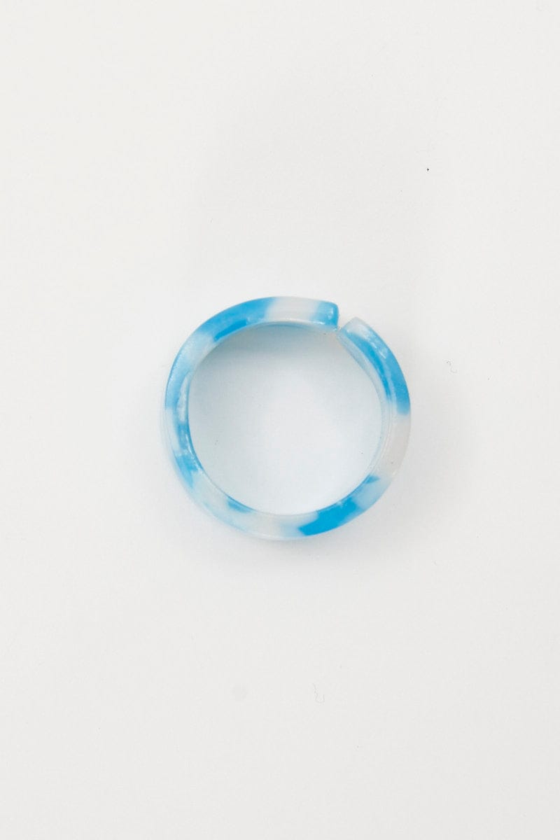 Women’s Blue Marble Chunky Plastic Ring | Ally Fashion
