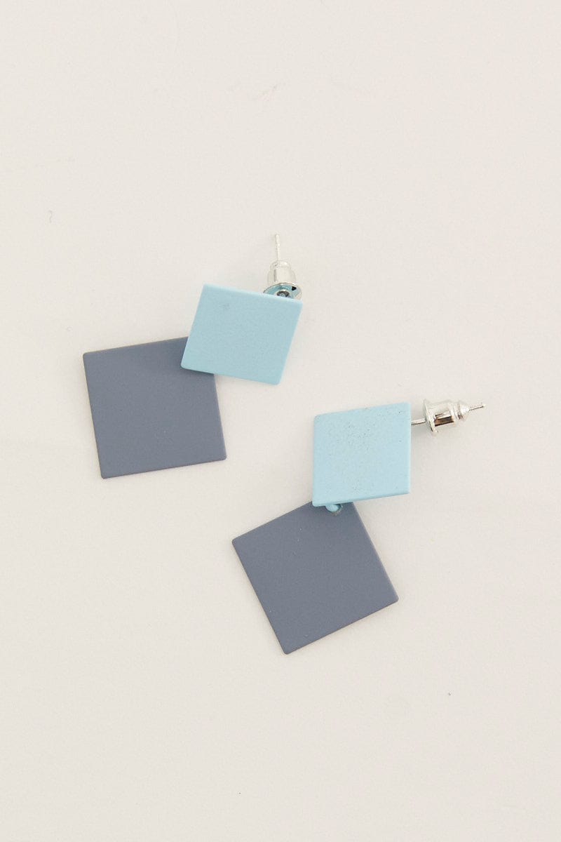 RING Blue Square Earrings for Women by Ally