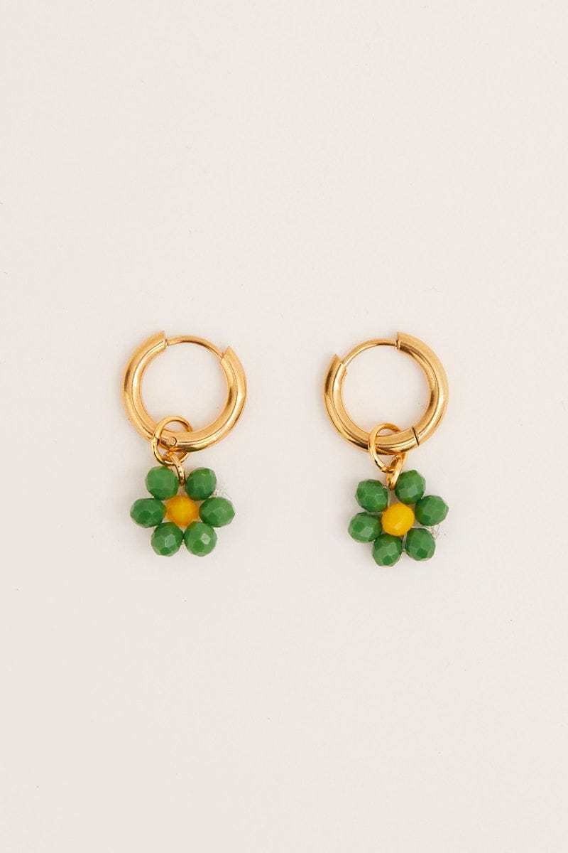 RING Green Flower Earrings for Women by Ally