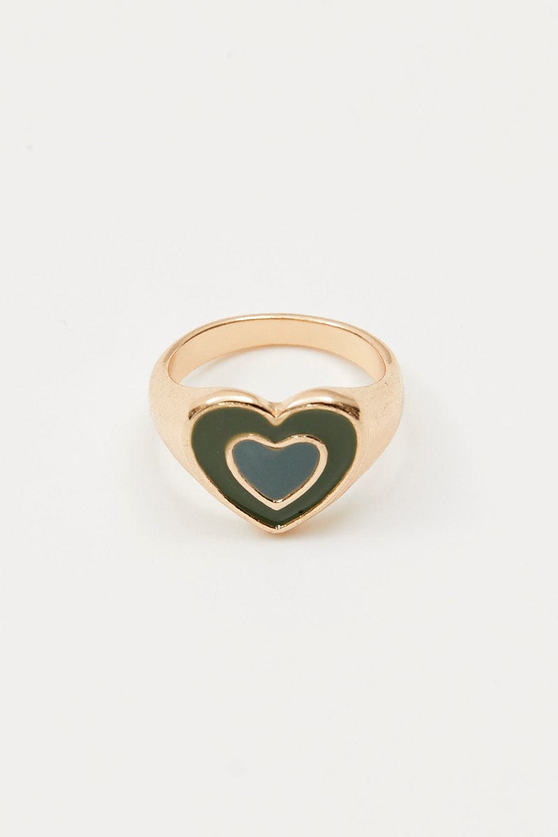 RING Green Heart Chunky Ring for Women by Ally