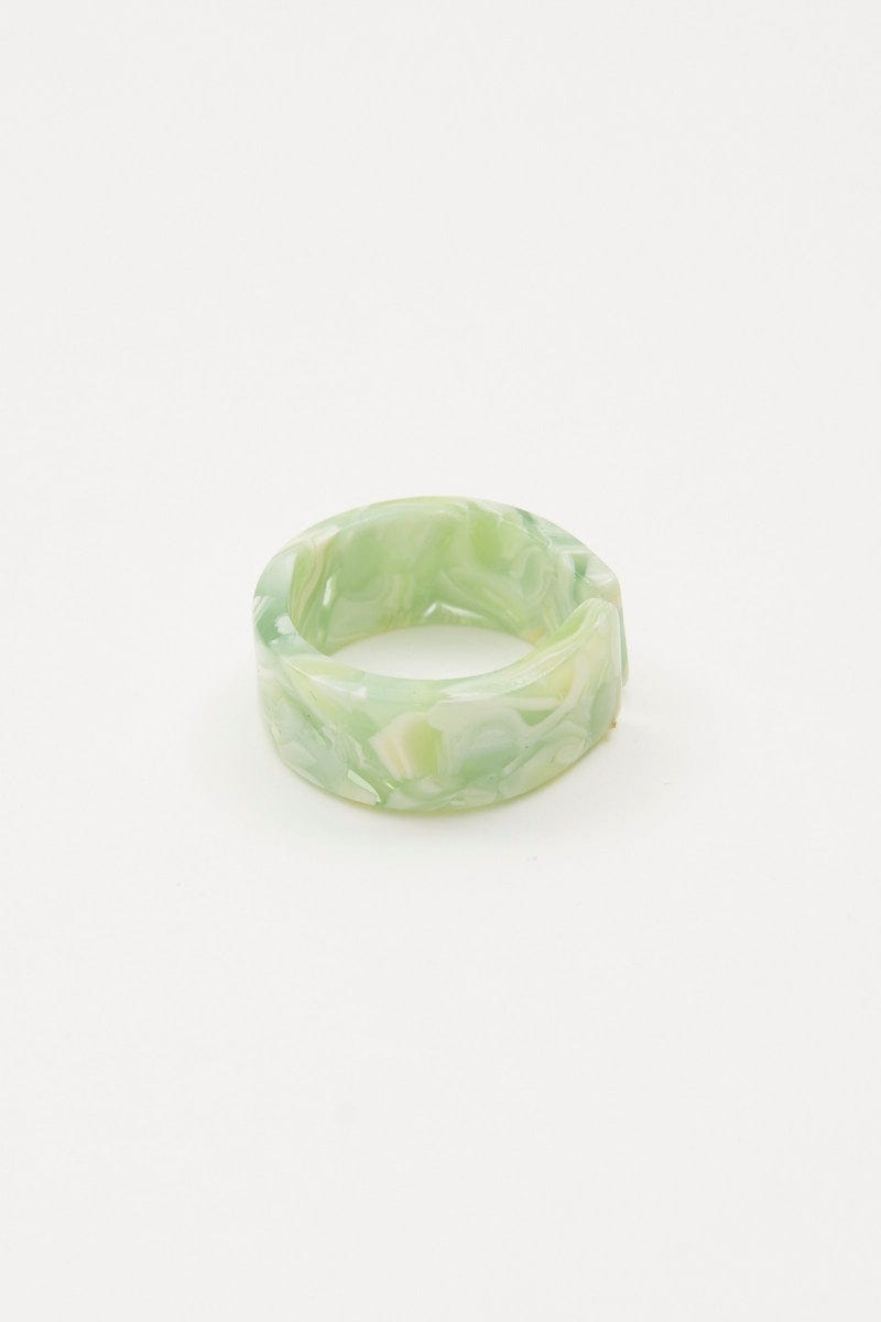 RING Green Marble Chunky Plastic Ring for Women by Ally