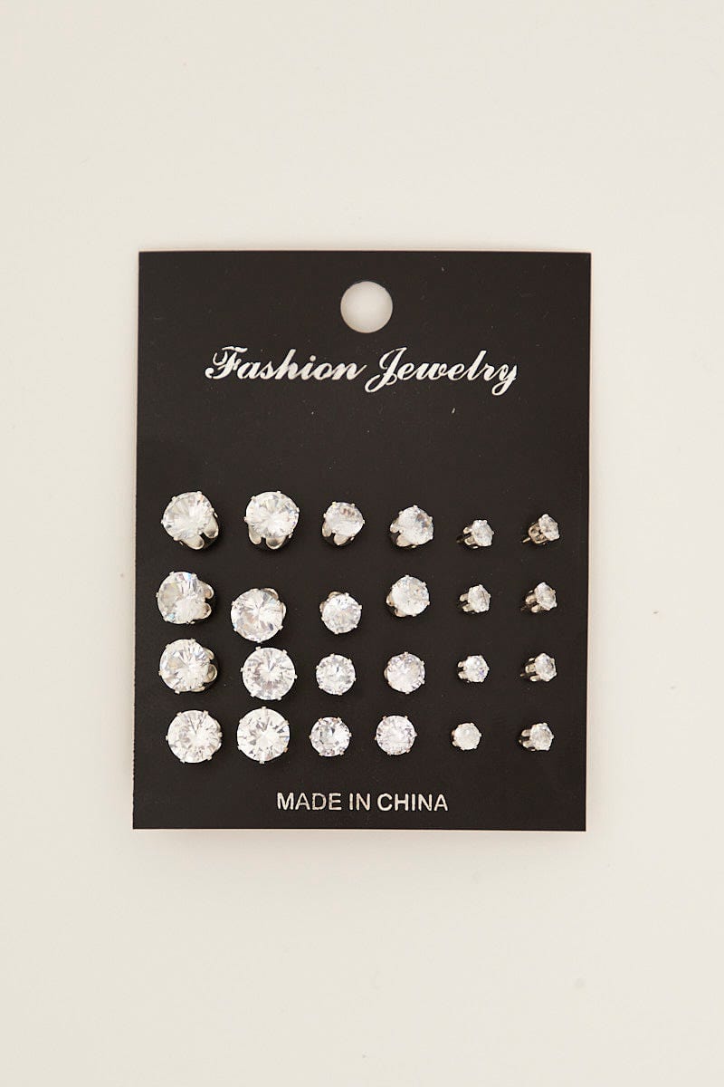RING Metallic 12 Pairs Stud Earrings for Women by Ally