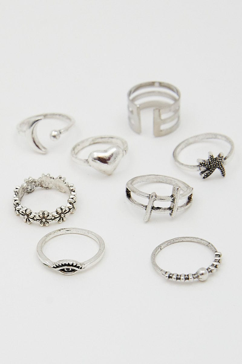 RING Metallic 8Pcs Alloy Rings for Women by Ally