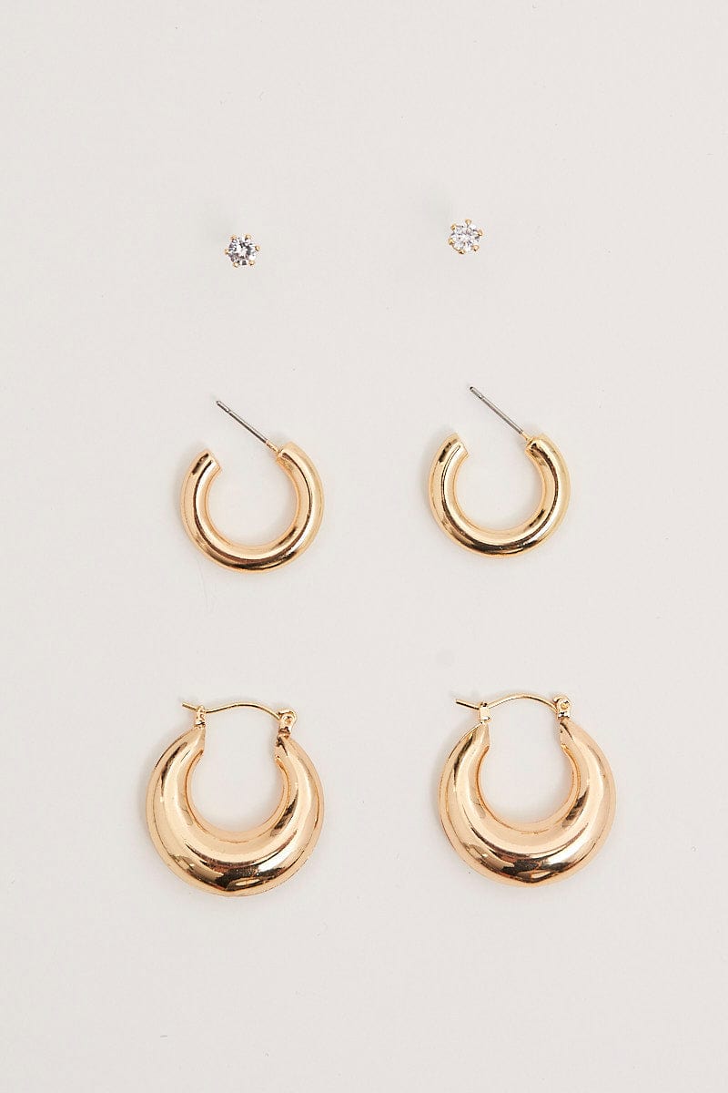RING Metallic Hoop Earrings Set for Women by Ally