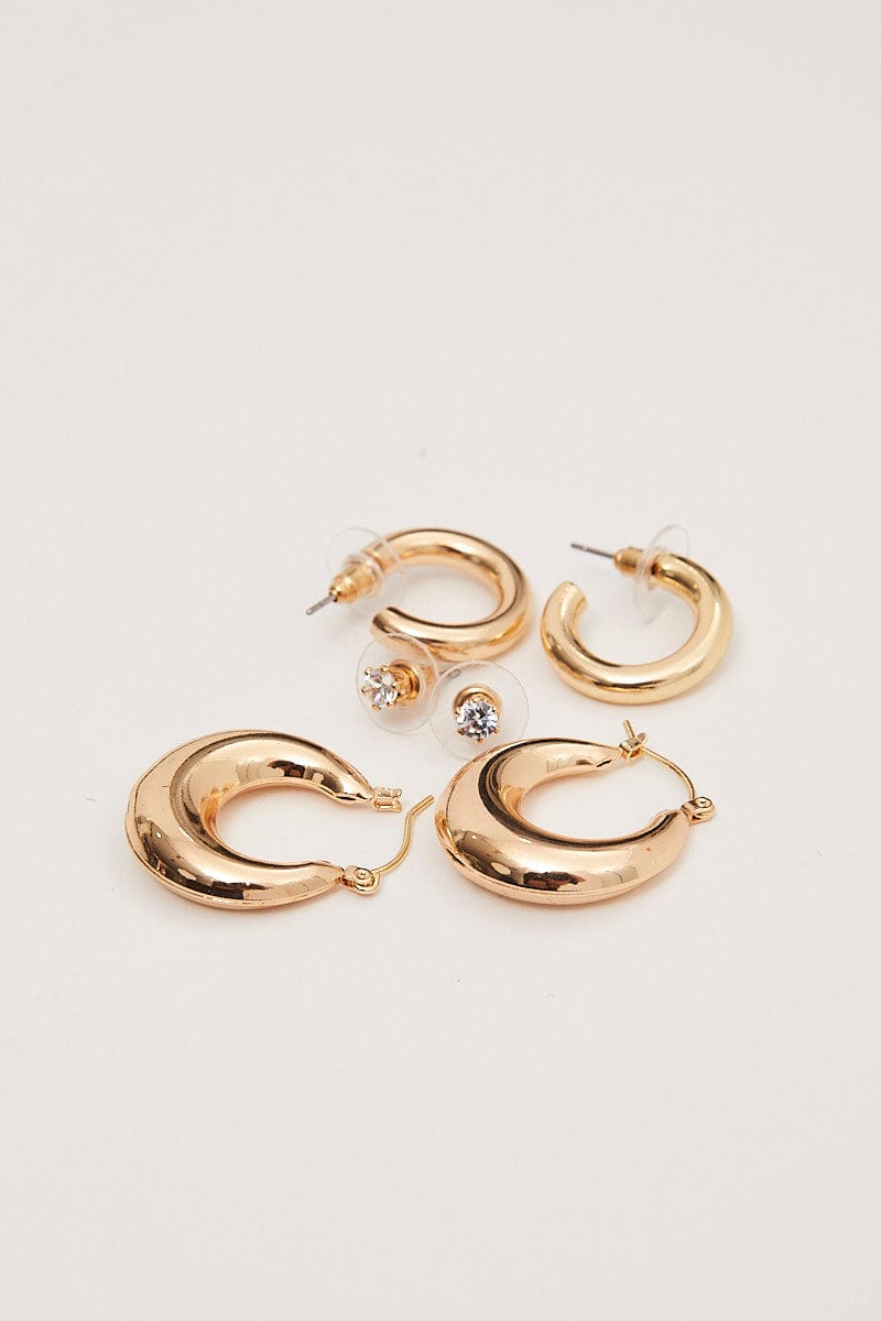 RING Metallic Hoop Earrings Set for Women by Ally