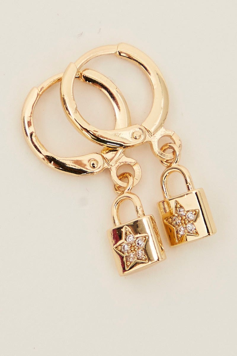 RING Metallic Lock Earrings for Women by Ally