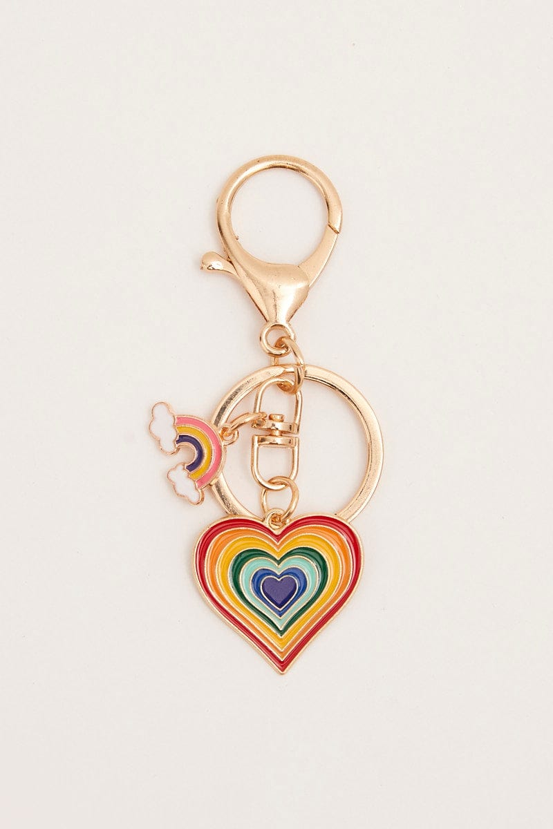 RING Multi Heart And Rainbow Bridge Keyring for Women by Ally