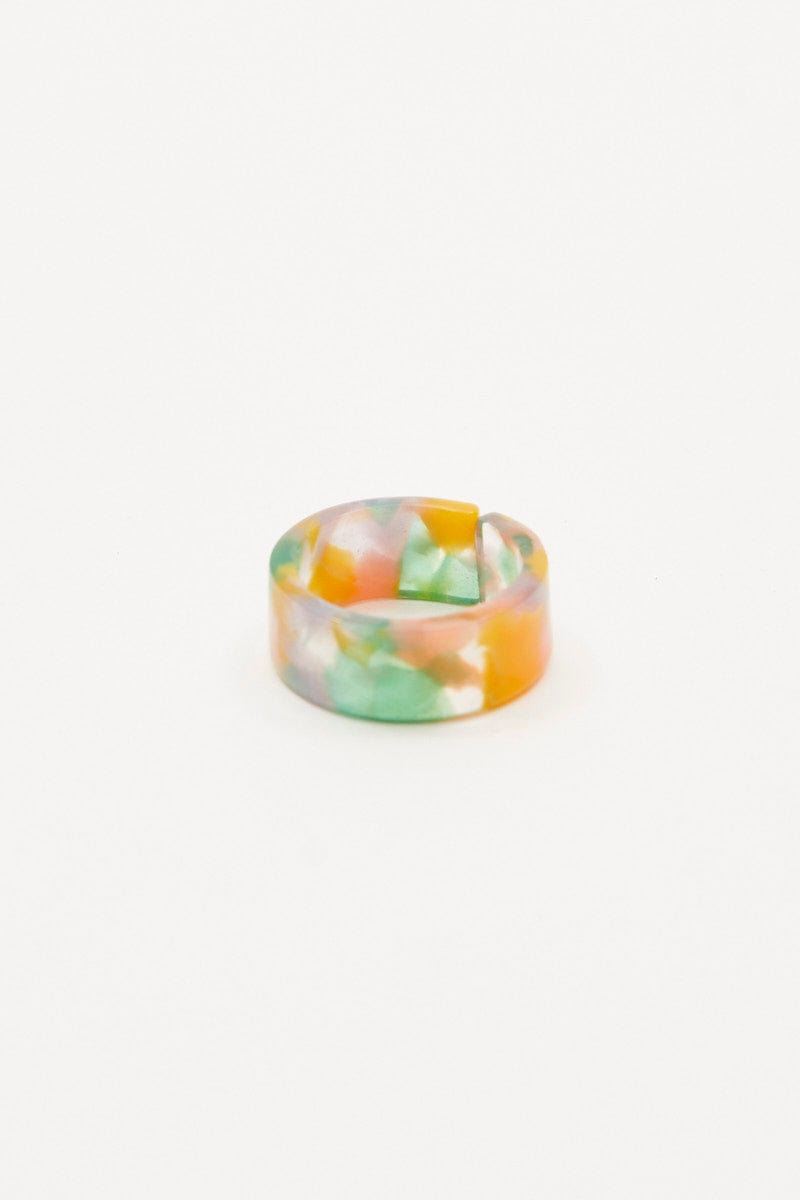 RING Multi Marble Chunky Plastic Ring for Women by Ally