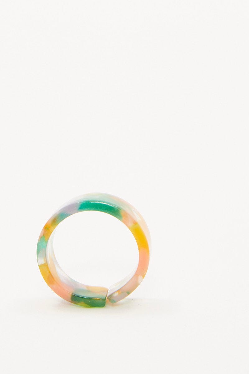 RING Multi Marble Chunky Plastic Ring for Women by Ally