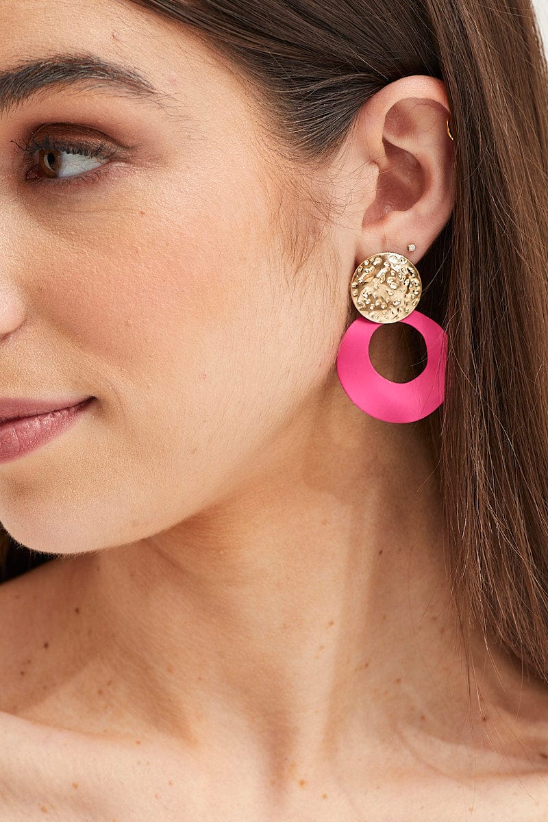 RING Pink Geometric Earrings for Women by Ally
