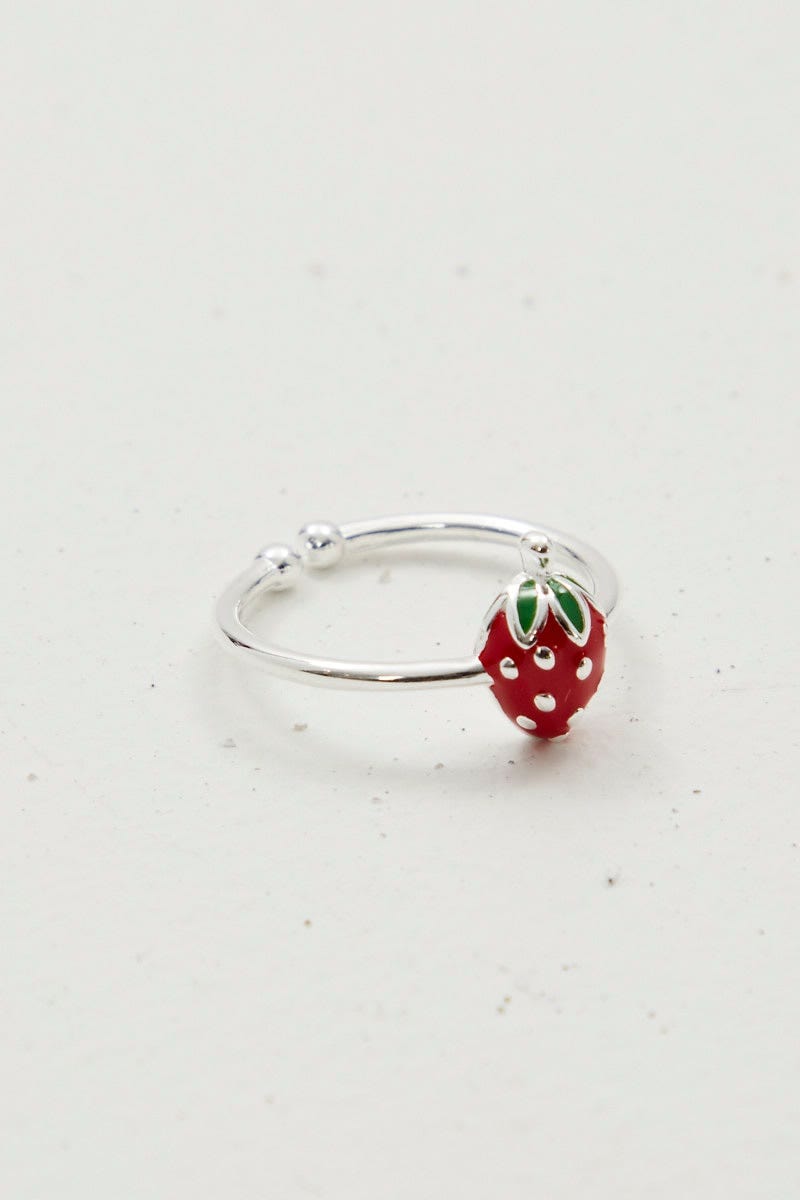 RING Red Strawberry Ring 925 Silver for Women by Ally