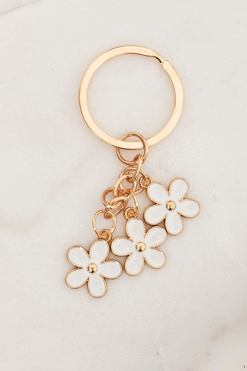 RING White Charm Keyring for Women by Ally