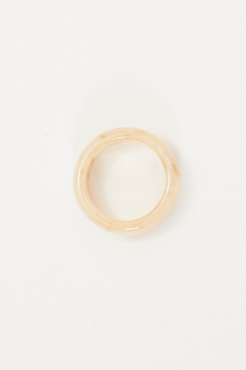 RING White Plastic Chunky Ring for Women by Ally