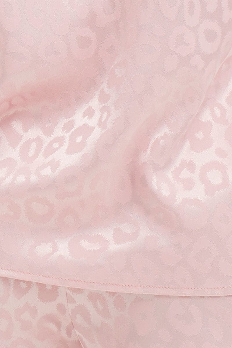 SATIN SET Pink Satin Pajamas Set Short Sleeve for Women by Ally