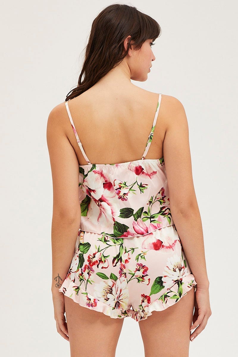 SATIN SET Print Satin Pajamas Set Sleeveless for Women by Ally