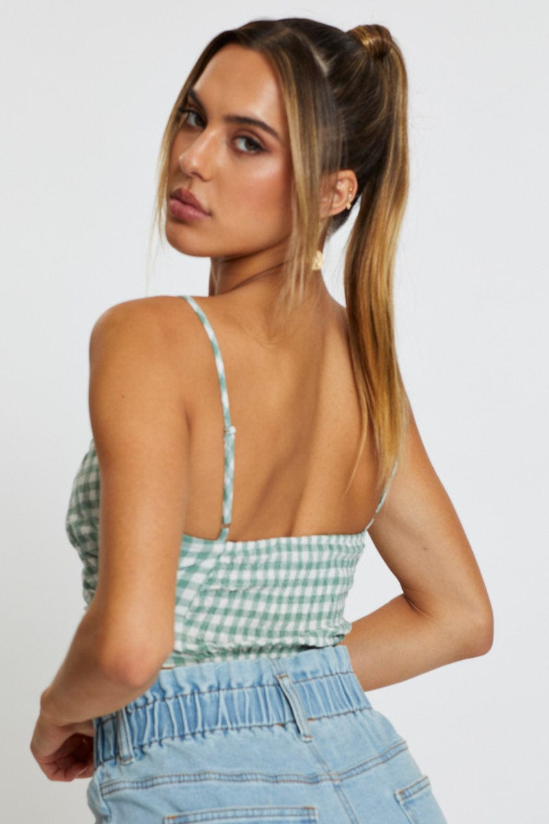 SEMI CROP Check Crop Top Sleeveless for Women by Ally