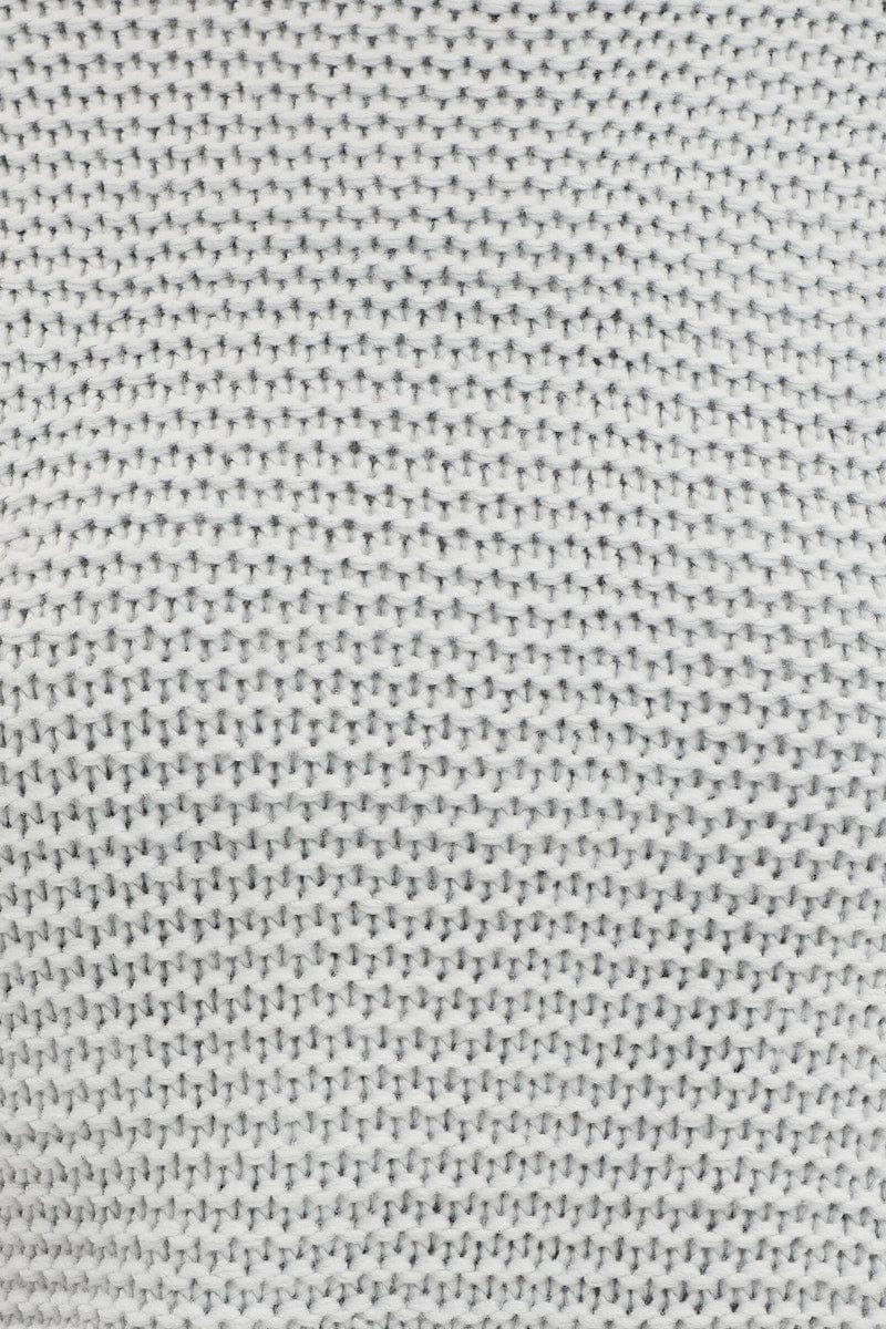 SEMI CROP KNITTED Blue Knit Top Long Sleeve Relaxed Round Neck for Women by Ally