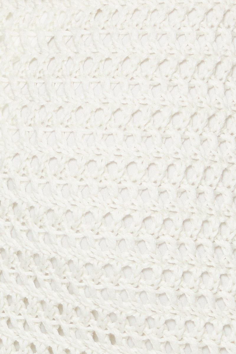 SEMI CROP KNITTED White Knit Top Crop Crochet for Women by Ally