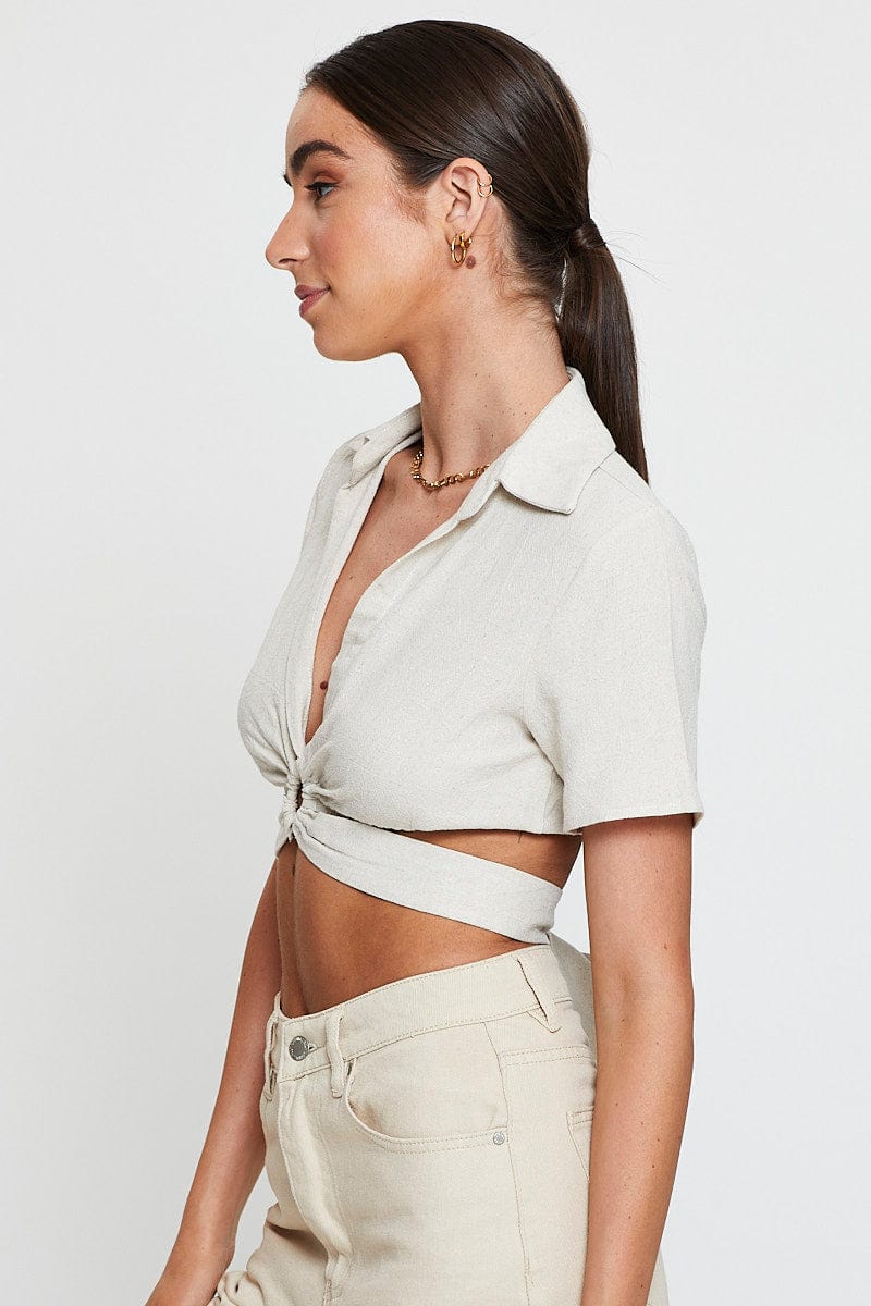 SEMI CROP Nude Crop Top Short Sleeve for Women by Ally