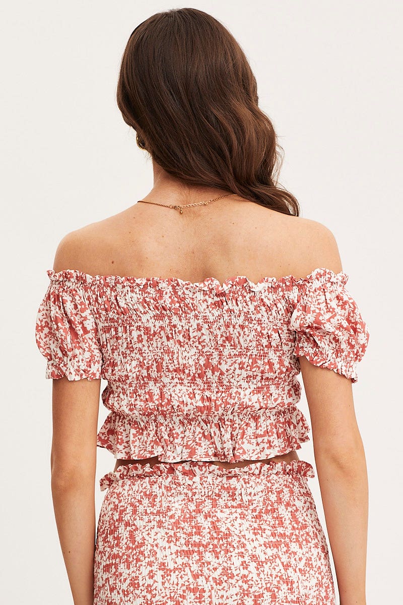 SHIRT Floral Print Crop Top Short Sleeve Tie Up for Women by Ally