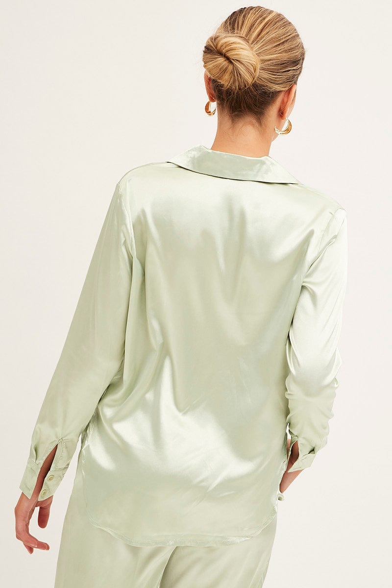 SHIRT Green Long Sleeve Shirt for Women by Ally