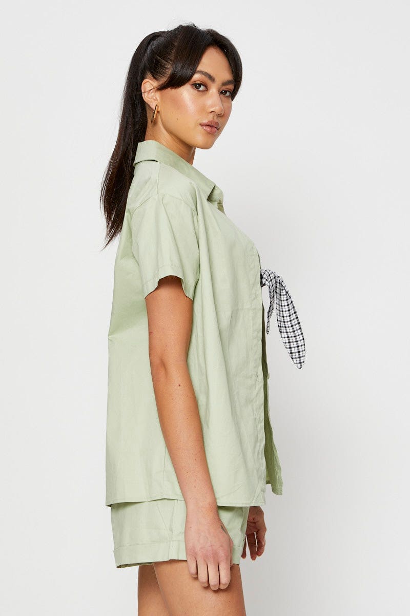 SHIRT Green Oversized Shirts Collared for Women by Ally