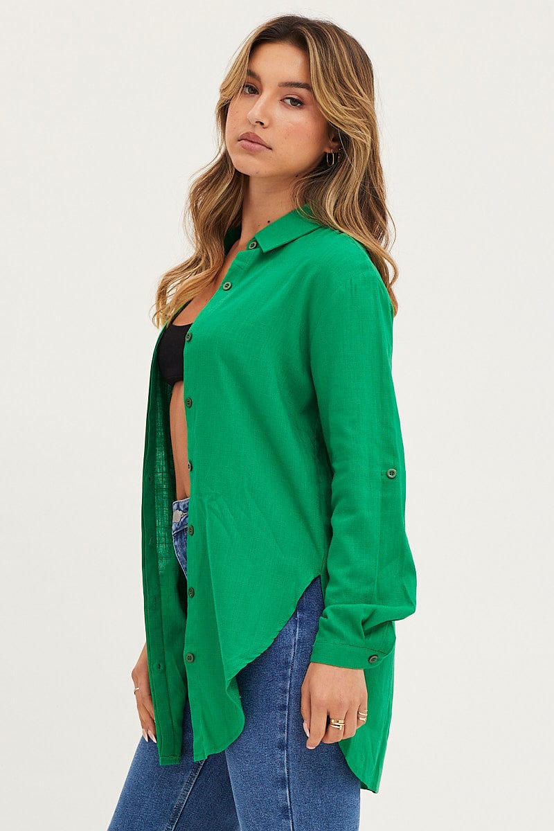 Women's Green Shirt Top Long Sleeve | Ally Fashion Women's Green Shirt Top Long Sleeve | Ally Fashion
