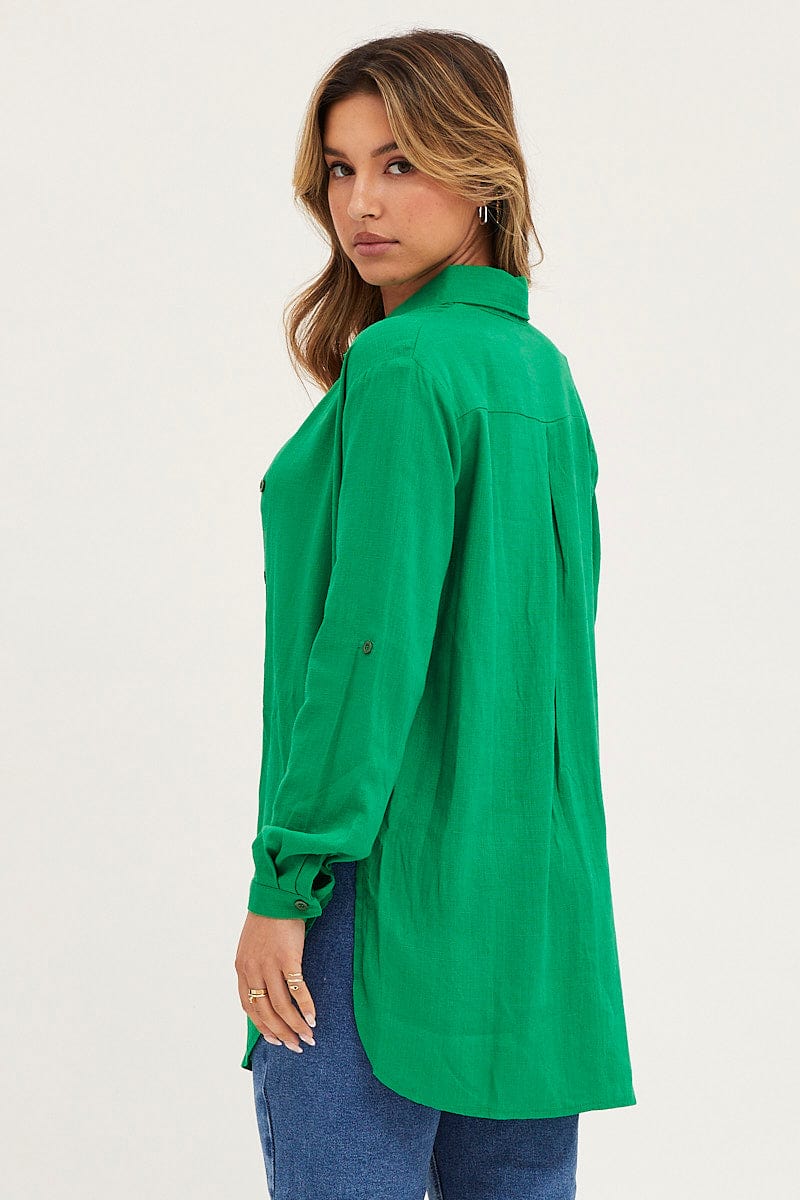 Women's Green Shirt Top Long Sleeve | Ally Fashion Women's Green Shirt Top Long Sleeve | Ally Fashion