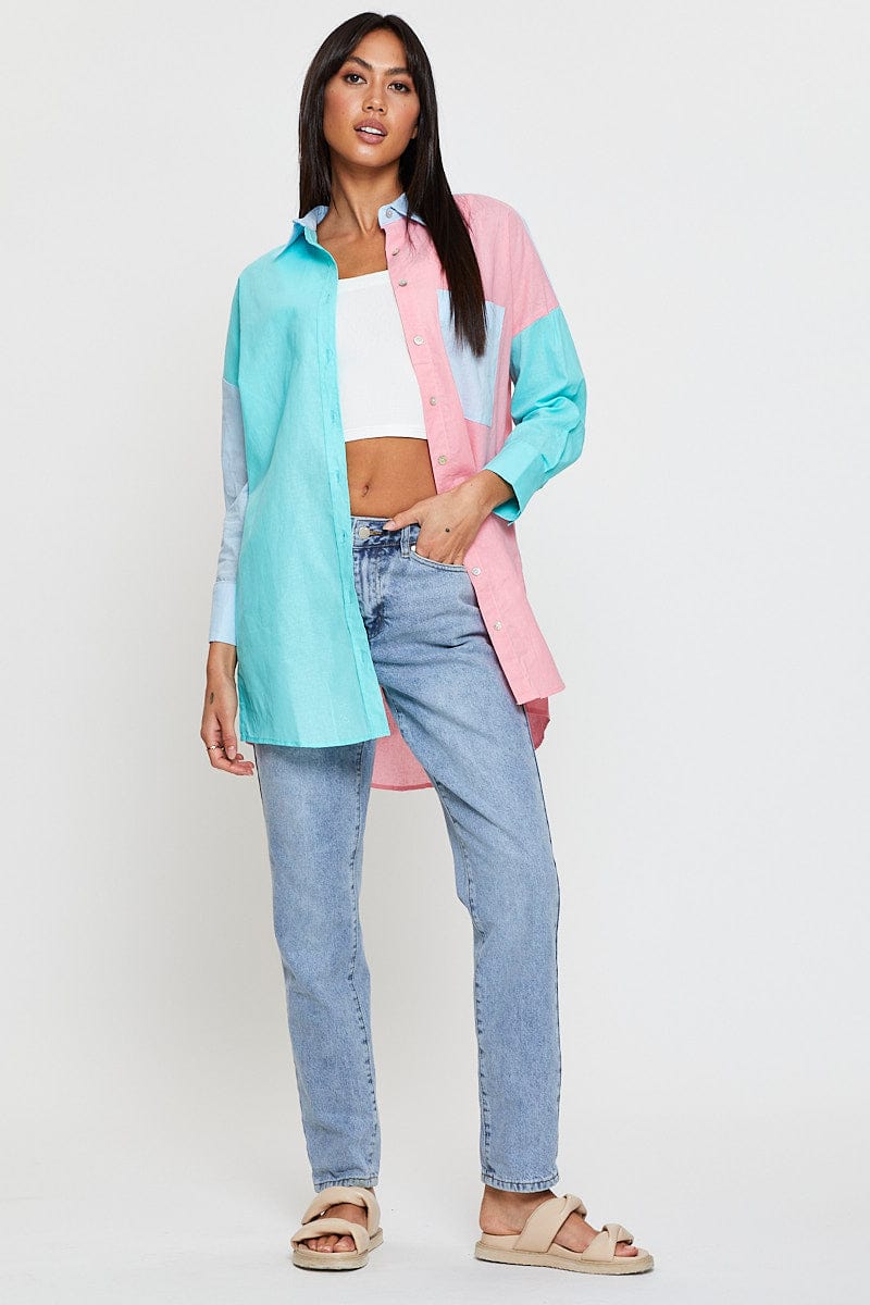 SHIRT Multi Oversized Shirts Long Sleeve for Women by Ally