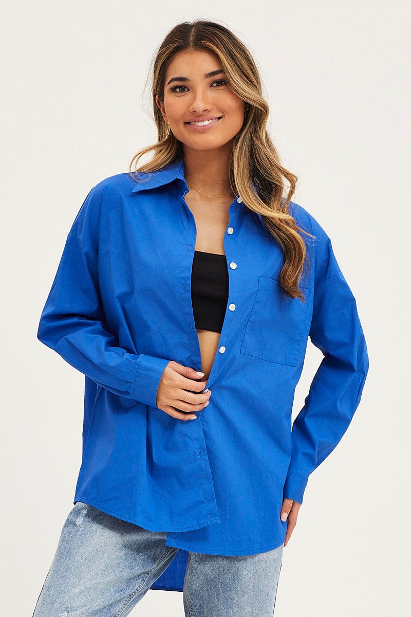 SHIRT NAVY Long Sleeve Shirt for Women by Ally