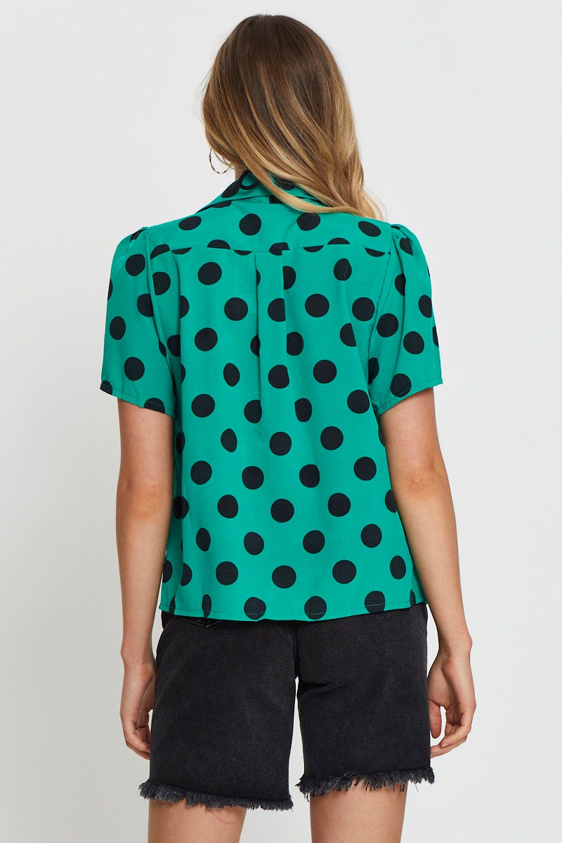 SHIRT Polka Dot Relaxed Shirts Short Sleeve for Women by Ally