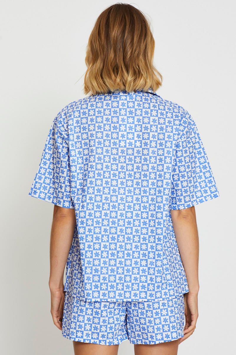 SHIRT Print Oversized Shirts Short Sleeve for Women by Ally