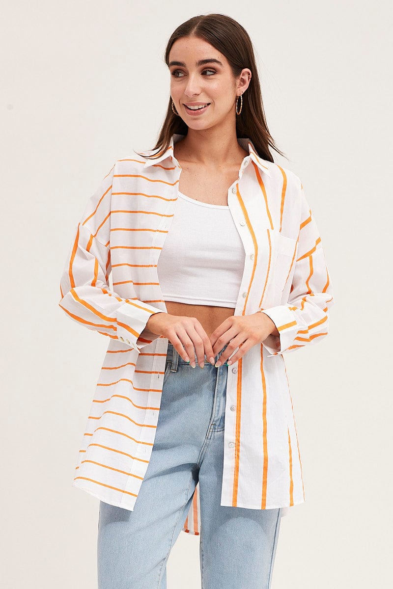 SHIRT Stripe Long Sleeve Button Up Shirt for Women by Ally