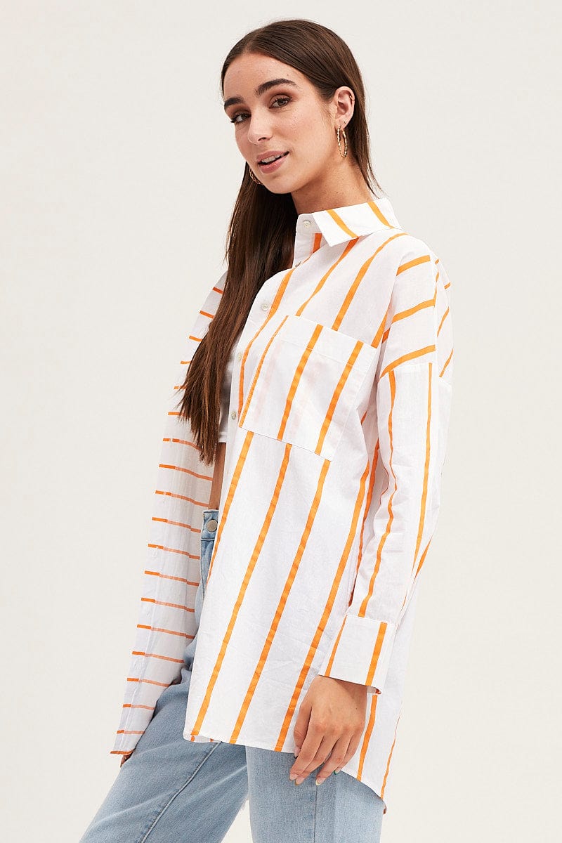 SHIRT Stripe Long Sleeve Button Up Shirt for Women by Ally