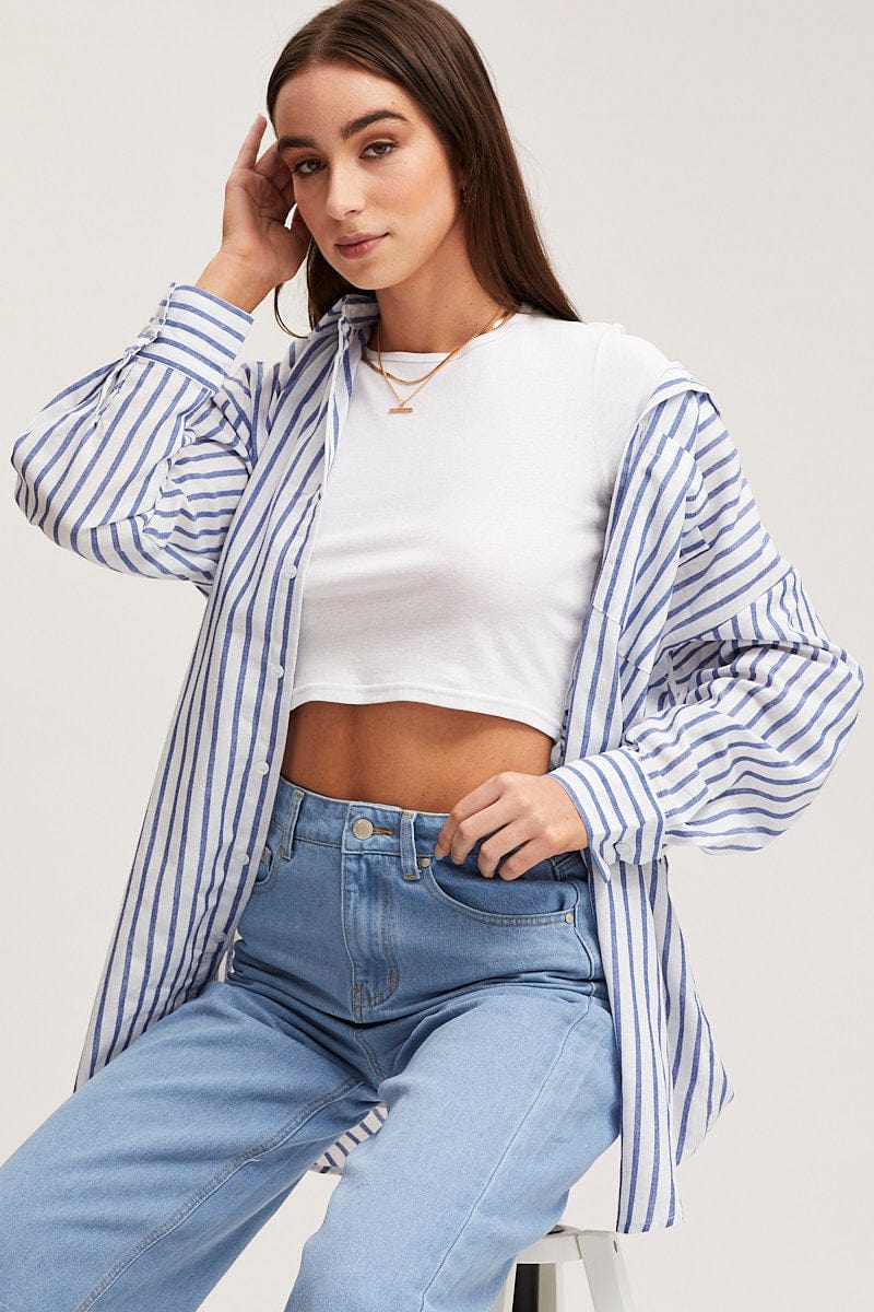 SHIRT Stripe Night Shirt Relaxed for Women by Ally