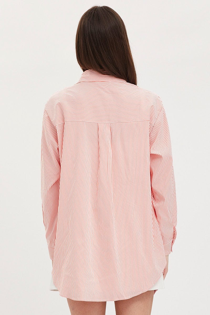 SHIRT Stripe Oversized Shirts Long Sleeve Collared for Women by Ally